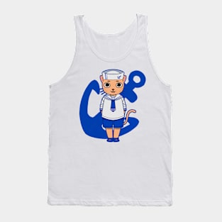 Navy cat Tank Top